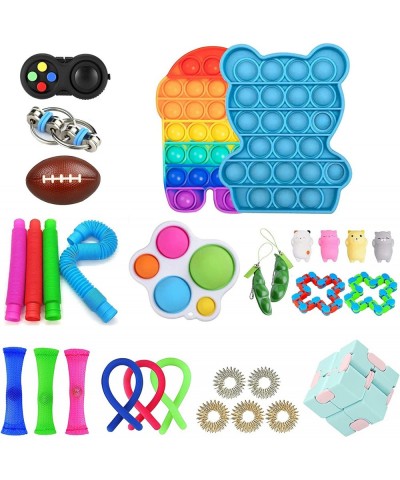 30 Pcs Sensory Toys Set Relieves Stress and Anxiety Fidget Pack Non-Toxic Child Safe Fidget Toys Fidget Cube and Fidget Ring ...