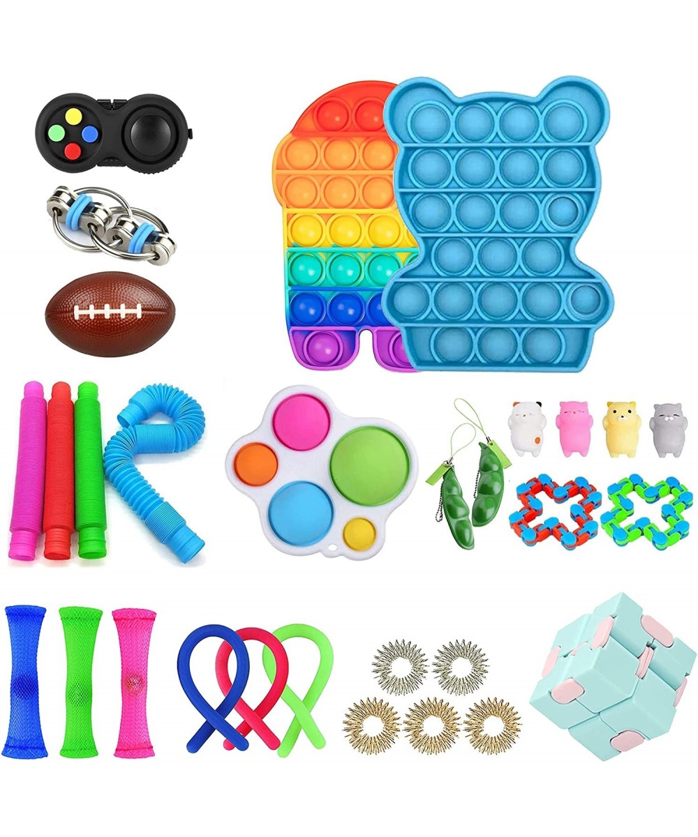 30 Pcs Sensory Toys Set Relieves Stress and Anxiety Fidget Pack Non-Toxic Child Safe Fidget Toys Fidget Cube and Fidget Ring ...