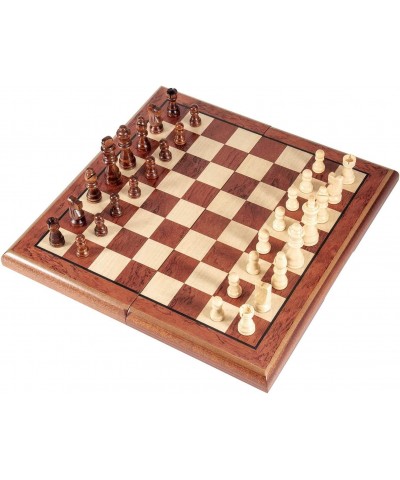 15'' Magnetic Wooden Chess Set -Folding Board -2 Extra Queens -Chessmen Storage Slots -Gift Package Travel Chess Board Game S...