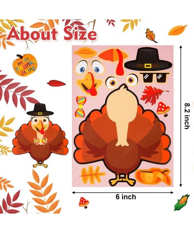 Thanksgiving Crafts for Kids 24 Pcs Thanksgiving Make-A-Turkey Stickers for Kids Thanksgiving Party Favors 4 Style Thanksgivi...