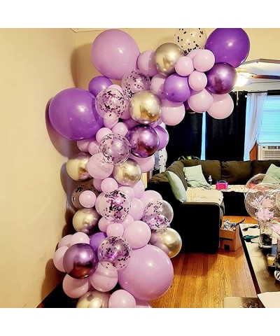 Baby Shower Decorations for Girl 140 Pcs Purple Balloon Garland Kit Metallic Purple Silver Balloon Arch 12 Pcs Butterfly Stic...