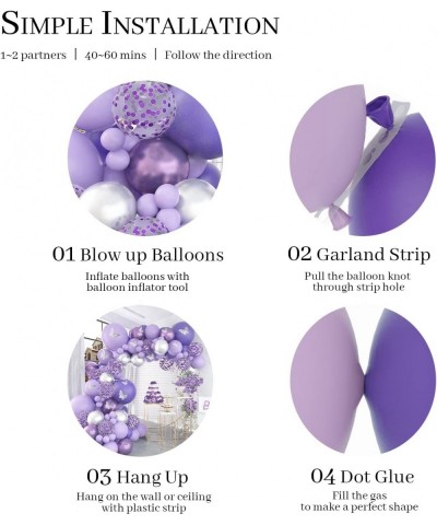 Baby Shower Decorations for Girl 140 Pcs Purple Balloon Garland Kit Metallic Purple Silver Balloon Arch 12 Pcs Butterfly Stic...