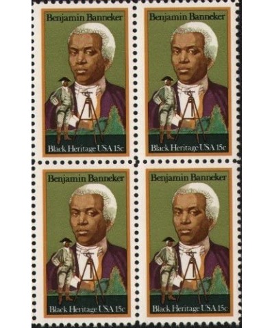 BENJAMIN BANNEKER ~ BLACK HERITAGE ~ ASTRONOMER ~ BLACK HISTORY 1804 Block of 4 x 15¢ US Postage Stamps $12.87 Collectibles D...