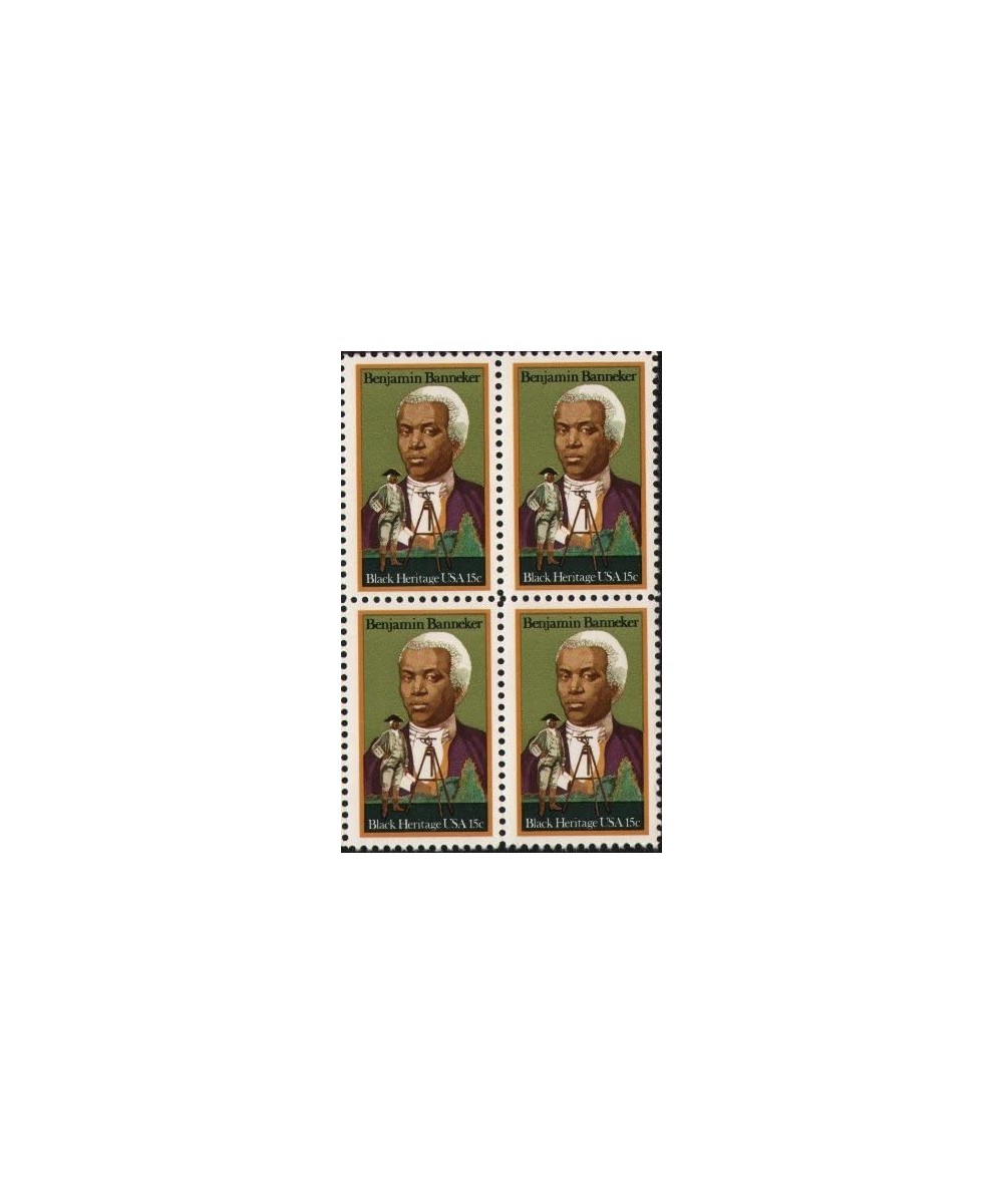 BENJAMIN BANNEKER ~ BLACK HERITAGE ~ ASTRONOMER ~ BLACK HISTORY 1804 Block of 4 x 15¢ US Postage Stamps $12.87 Collectibles D...