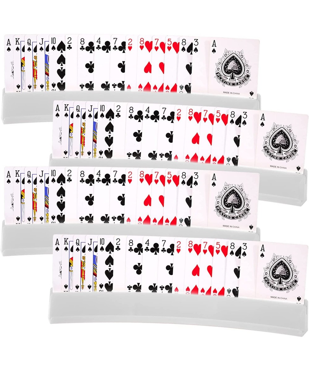 (Set of 4) Playing Card Holder for Kids Seniors Domino Holder Plastic Hands Free Cards Holders for Canasta Poker Parties Domi...