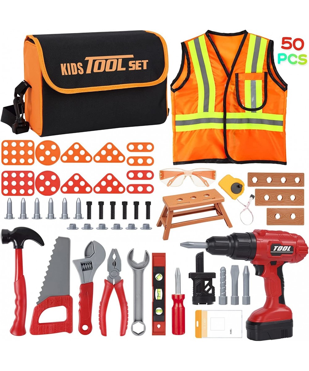 Kids Tool Set - 50PCS Toddler Tool Set with Electric Toy Drill Safety Vest & Storage Bag Kids Tool Box Kit Pretend Play Toy T...