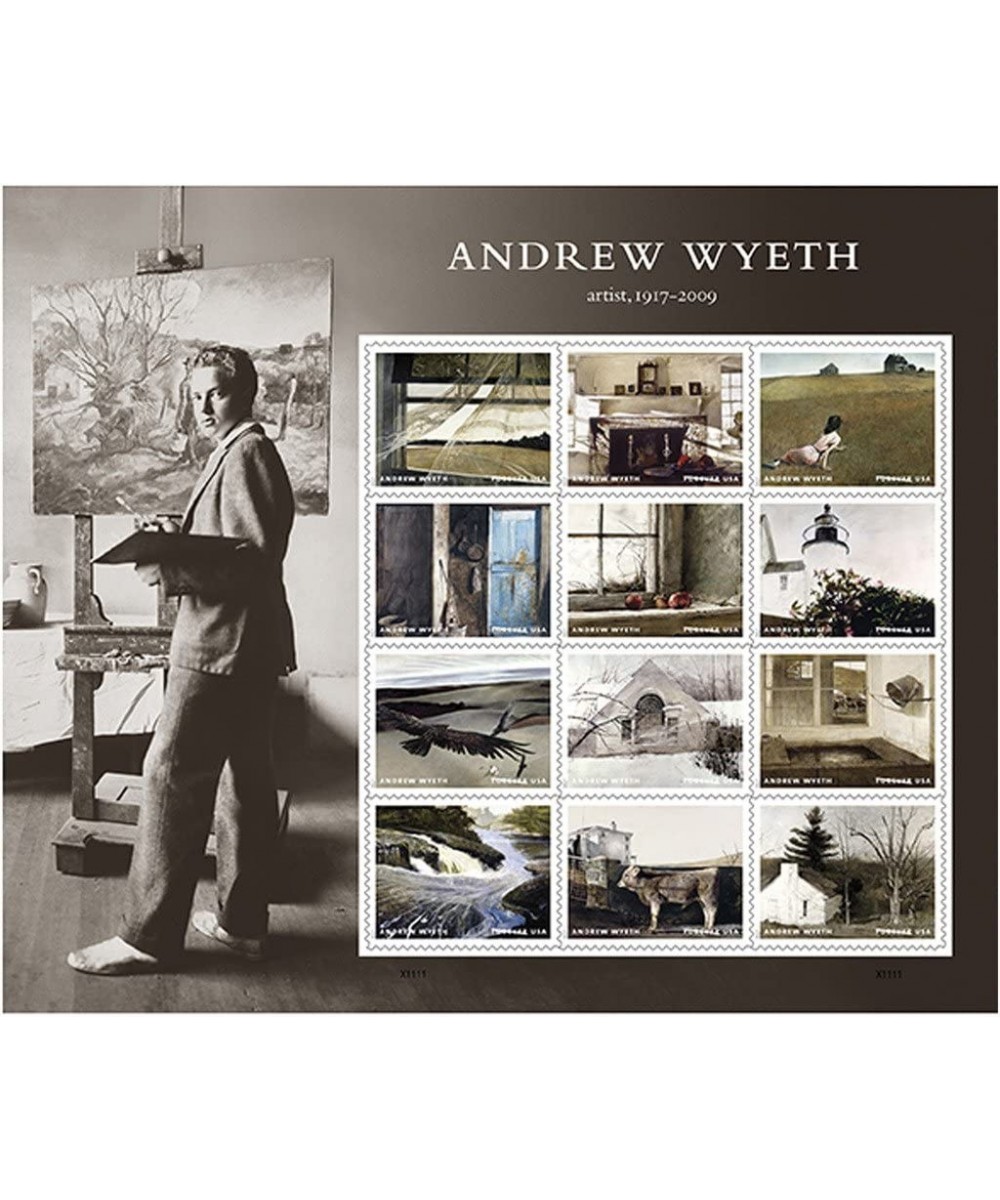 Andrew Wyeth Sheet of 12 First Class Postage Stamps American Artist Paintings Scott 5212a $48.47 Collectibles Display & Storage