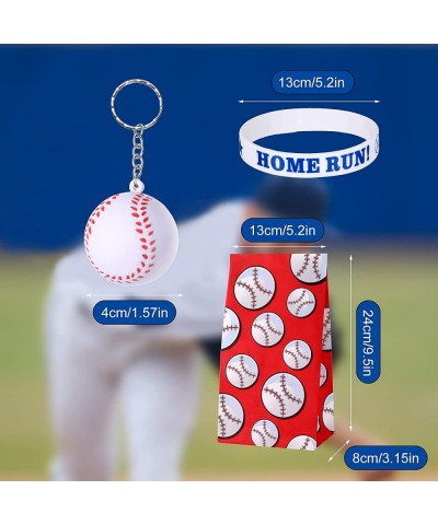 36 Pieces Baseball Party Favors Set Include 12 Mini Baseball Keychains 12 Silicone Baseball Bracelets and 12 Baseball Goodie ...