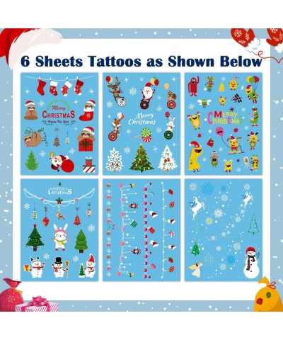 60 Styles Christmas Tattoo Stickers Christmas Stocking Stuffers Christmas Temporary Tattoos for Kids Gifts Bag Fillers Christ...