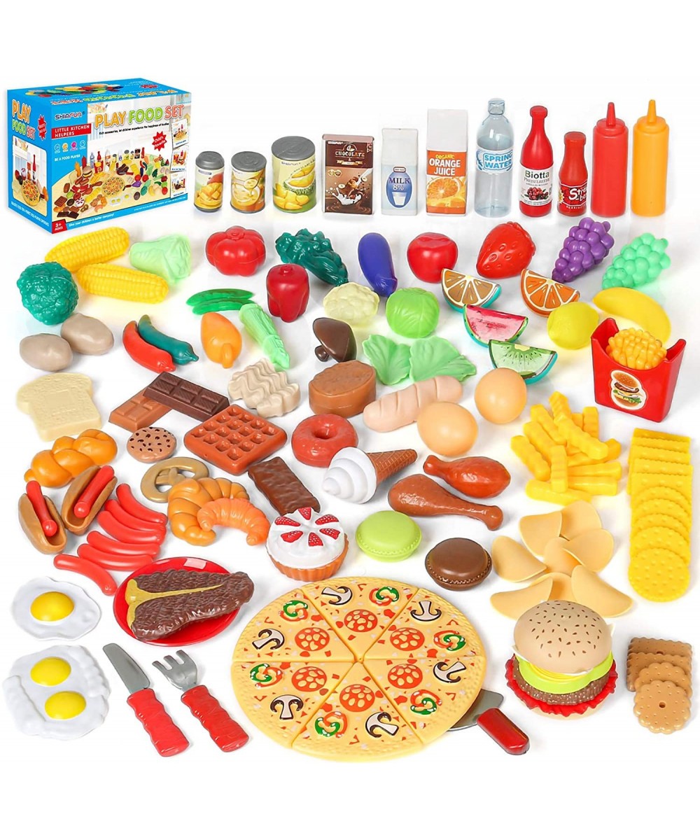 130pc Play Food Set for Kids & Toddlers Kitchen Toy Playset. Pretend Play Fake Toy Food Play Kitchen Accessories Food Toys De...