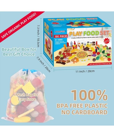 130pc Play Food Set for Kids & Toddlers Kitchen Toy Playset. Pretend Play Fake Toy Food Play Kitchen Accessories Food Toys De...