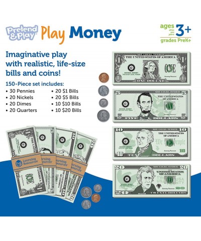 Pretend Play Money - 150 Pieces Ages 3+ Play Money for Kids Pretend Money for Kids Play Money Set Money and Banking Play Toys...