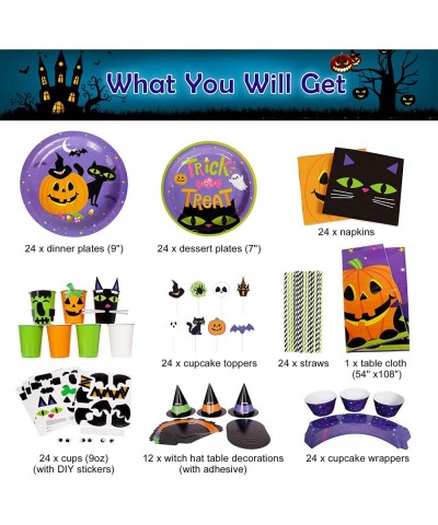 Halloween Party Supplies for 24 Halloween Party Decorations Includes Tablecloth Pumpkin Party Plates Witch Hat Table Centerpi...