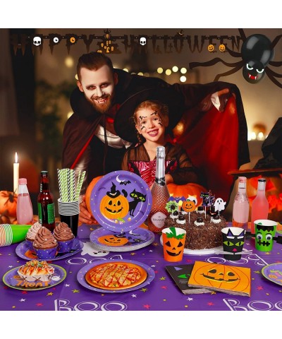 Halloween Party Supplies for 24 Halloween Party Decorations Includes Tablecloth Pumpkin Party Plates Witch Hat Table Centerpi...