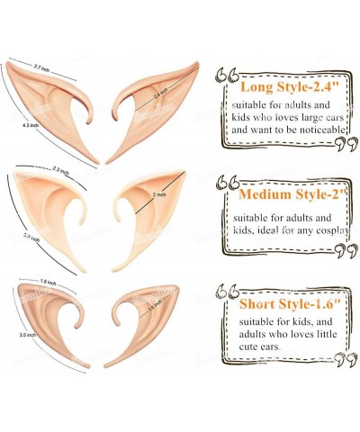 3 Styles Elf Ears Cosplay Fairy Pixie Ears Soft Pointed Elven Ear Anime Party Dress Up Costume Accessories $17.66 Kids' Dress...