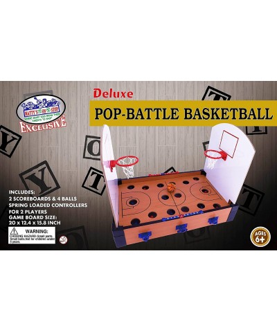 Deluxe Wooden Pop-Battle Tabletop Basketball Game for 2 Players (Features Include 4 Basketballs Spring Loaded Controllers & 2...