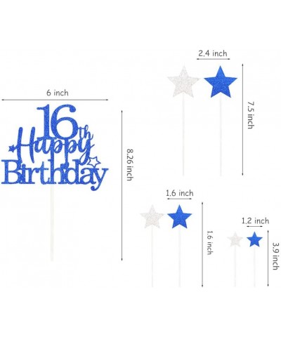 Glittery 16th Cake Topper with Star Boys and Girls 16th Birthday Party Supplies Sixteen Years Old Birthday Party Decorations ...