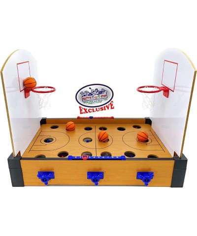 Deluxe Wooden Pop-Battle Tabletop Basketball Game for 2 Players (Features Include 4 Basketballs Spring Loaded Controllers & 2...