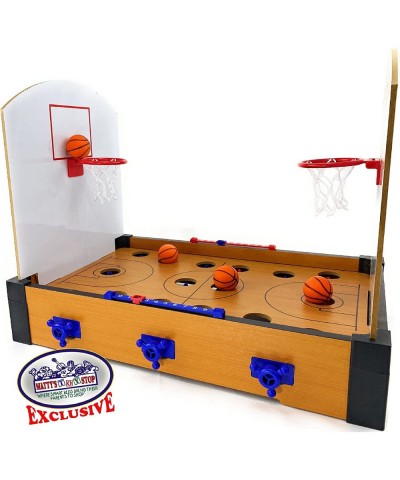 Deluxe Wooden Pop-Battle Tabletop Basketball Game for 2 Players (Features Include 4 Basketballs Spring Loaded Controllers & 2...