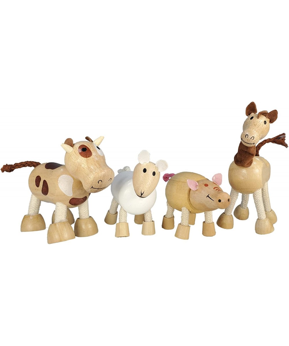 Bendable Farm Wooden Animal Toys (Set of 4) | Early Education Development Farm Wooden Toy Animals for Kids | Fun Montessori S...