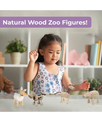 Bendable Farm Wooden Animal Toys (Set of 4) | Early Education Development Farm Wooden Toy Animals for Kids | Fun Montessori S...