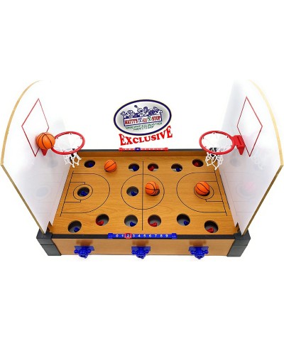 Deluxe Wooden Pop-Battle Tabletop Basketball Game for 2 Players (Features Include 4 Basketballs Spring Loaded Controllers & 2...