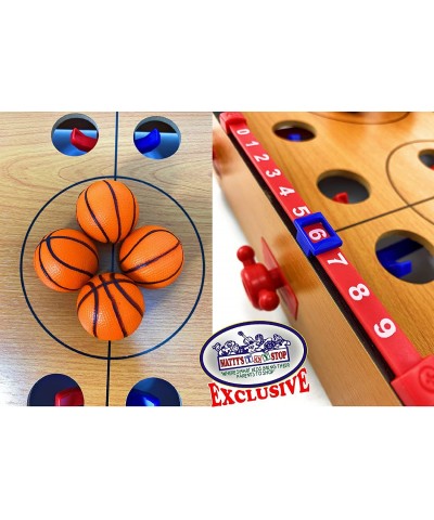 Deluxe Wooden Pop-Battle Tabletop Basketball Game for 2 Players (Features Include 4 Basketballs Spring Loaded Controllers & 2...