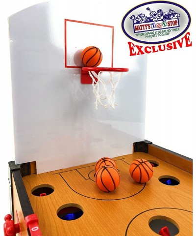 Deluxe Wooden Pop-Battle Tabletop Basketball Game for 2 Players (Features Include 4 Basketballs Spring Loaded Controllers & 2...