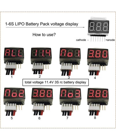 1-8s Lipo Battery Voltage Tester Low Voltage Buzzer and 1-6S RC Lipo Battery Voltage Tester for RC Lipo/Li-Ion/Limo /Li-Fe Ba...