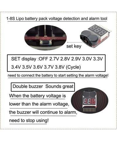 1-8s Lipo Battery Voltage Tester Low Voltage Buzzer and 1-6S RC Lipo Battery Voltage Tester for RC Lipo/Li-Ion/Limo /Li-Fe Ba...