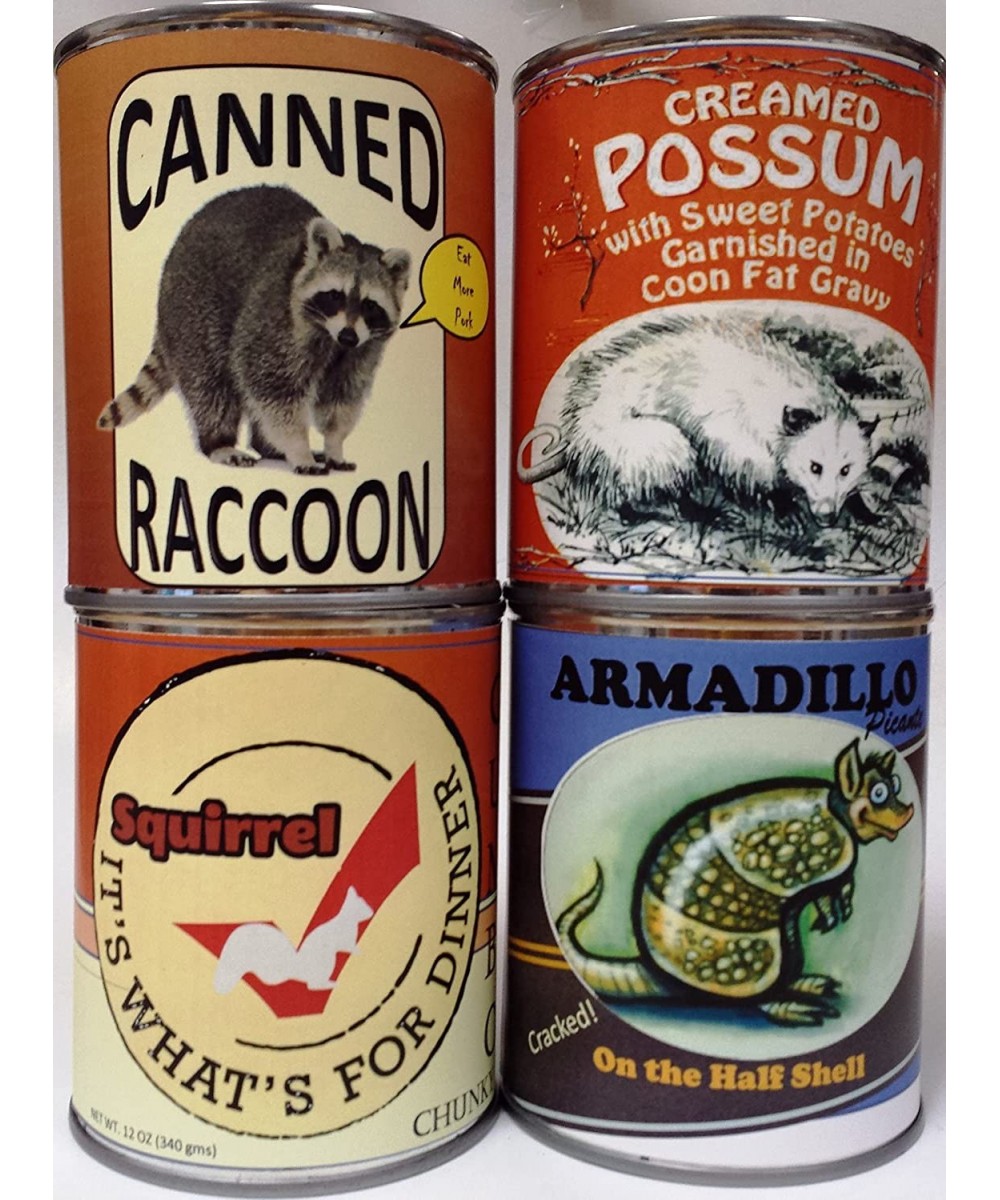 Gag Canned Meat Combo Pack V: Creamed Possum Armadillo Raccoon and Squirrel Gumbo! $55.67 Gags & Practical Joke Toys