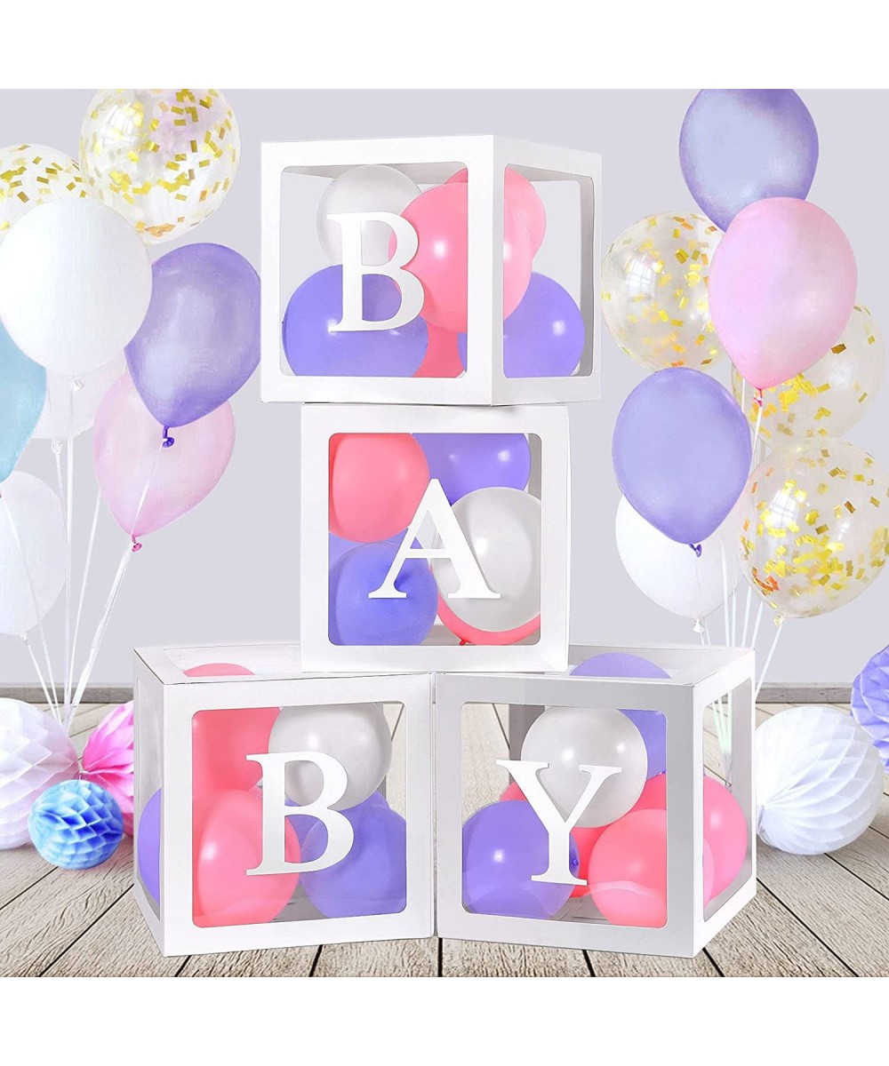 Baby Shower Decorations for Boy Girl 4PCS Graduation Decor Blocks with 30PCS Letters(A-Z+BABY) Bridal Shower Decorations Tran...