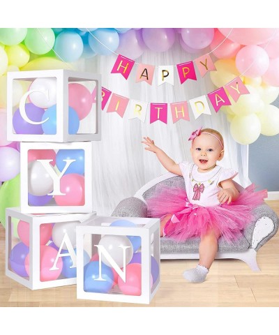 Baby Shower Decorations for Boy Girl 4PCS Graduation Decor Blocks with 30PCS Letters(A-Z+BABY) Bridal Shower Decorations Tran...