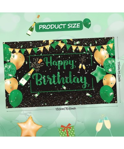 Green Black Gold Birthday Party Decoration Banner Green Black Happy Birthday Backdrop Banner Large Green Black Gold Birthday ...