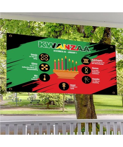 Happy Kwanzaa Banner Backdrop Party Decoration Supplies - African Heritage Holiday Kwanzaa 7 Principles Banner Indoor Outdoor...