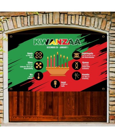 Happy Kwanzaa Banner Backdrop Party Decoration Supplies - African Heritage Holiday Kwanzaa 7 Principles Banner Indoor Outdoor...