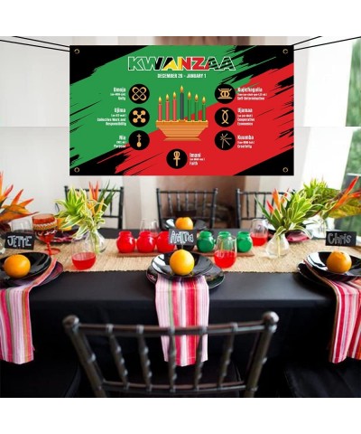 Happy Kwanzaa Banner Backdrop Party Decoration Supplies - African Heritage Holiday Kwanzaa 7 Principles Banner Indoor Outdoor...