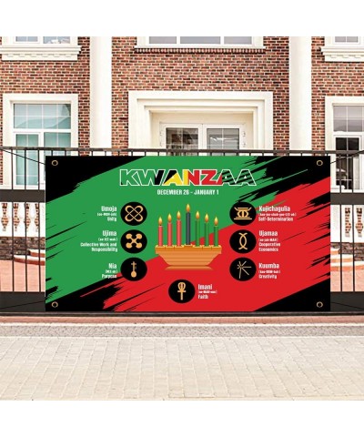 Happy Kwanzaa Banner Backdrop Party Decoration Supplies - African Heritage Holiday Kwanzaa 7 Principles Banner Indoor Outdoor...