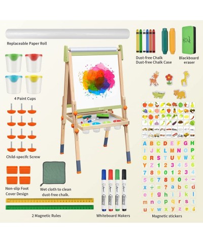 Art Easel for Kids Double-Sided Magnetic Easel for Children with Whiteboard & Chalkboard Deluxe Standing Easel for Toddler wi...