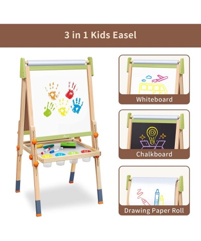 Art Easel for Kids Double-Sided Magnetic Easel for Children with Whiteboard & Chalkboard Deluxe Standing Easel for Toddler wi...