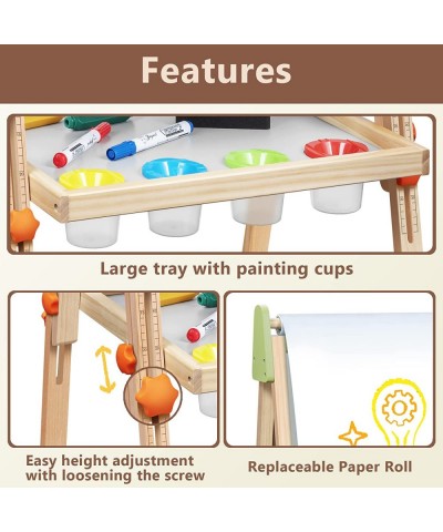 Art Easel for Kids Double-Sided Magnetic Easel for Children with Whiteboard & Chalkboard Deluxe Standing Easel for Toddler wi...