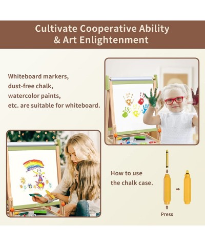 Art Easel for Kids Double-Sided Magnetic Easel for Children with Whiteboard & Chalkboard Deluxe Standing Easel for Toddler wi...