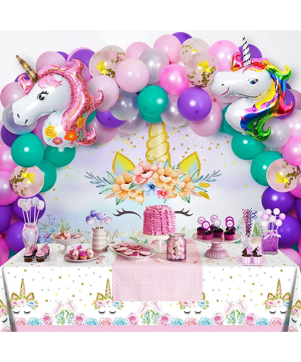 Unicorn Birthday Party Decorations Set Unicorn Happy Birthday Supplies Includes Unicorn Watercolor Backdrop Table Covers Late...