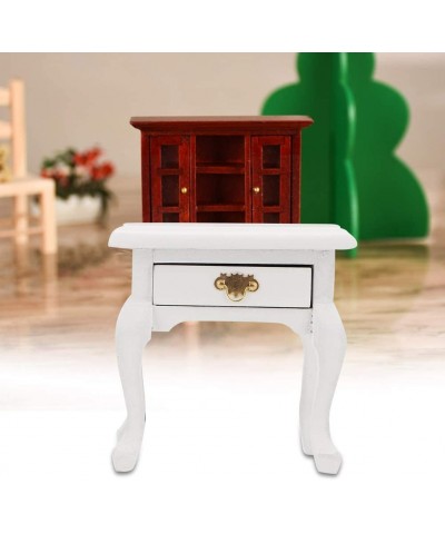 Miniature 1:12 Doll House Nightstand Doll House End Table Doll House Accessory for Kids Gift Doll House Furniture White Wood ...