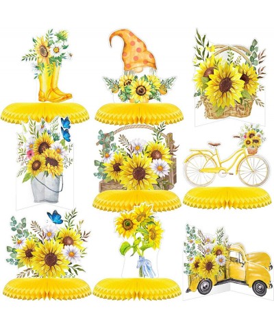 9 Pieces Sunflower Centerpieces for Tables Sunflower Party Decorations Sunflower Honeycombs Centerpieces Sunshine Sun Flower ...