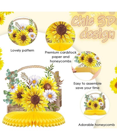 9 Pieces Sunflower Centerpieces for Tables Sunflower Party Decorations Sunflower Honeycombs Centerpieces Sunshine Sun Flower ...