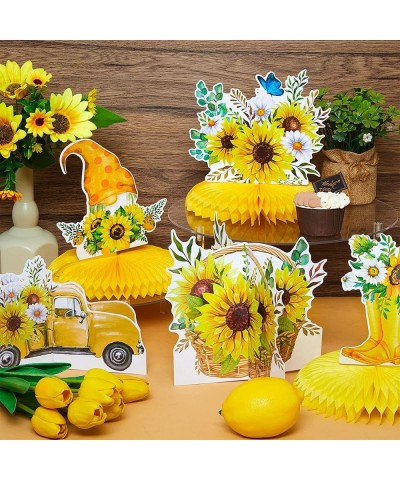 9 Pieces Sunflower Centerpieces for Tables Sunflower Party Decorations Sunflower Honeycombs Centerpieces Sunshine Sun Flower ...