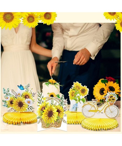 9 Pieces Sunflower Centerpieces for Tables Sunflower Party Decorations Sunflower Honeycombs Centerpieces Sunshine Sun Flower ...