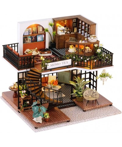 Dollhouse Miniature with Furniture Kit Handmade DIY House Model for Teens Adult Gift (Forest Teashop) $60.41 Dollhouses