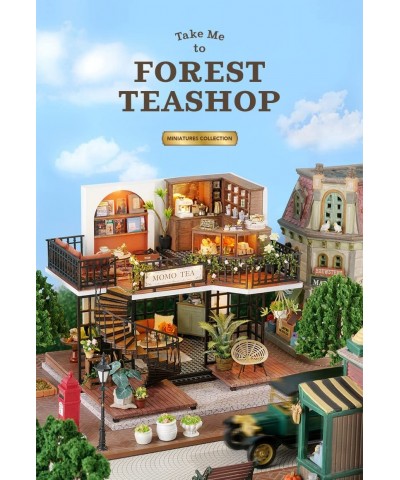 Dollhouse Miniature with Furniture Kit Handmade DIY House Model for Teens Adult Gift (Forest Teashop) $60.41 Dollhouses